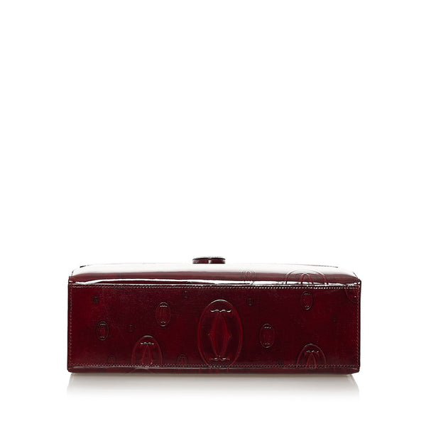 カルティエ ハッピーバースデー ハンドバッグ ボルドー エナメル レディース CARTIER 【中古】