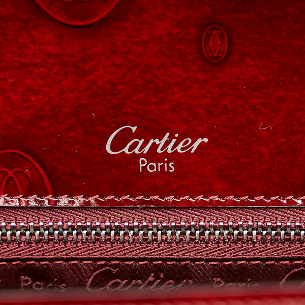 カルティエ ハッピーバースデー ハンドバッグ ボルドー エナメル レディース CARTIER 【中古】