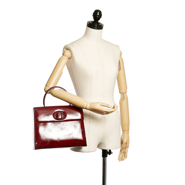 カルティエ ハッピーバースデー ハンドバッグ ボルドー エナメル レディース CARTIER 【中古】