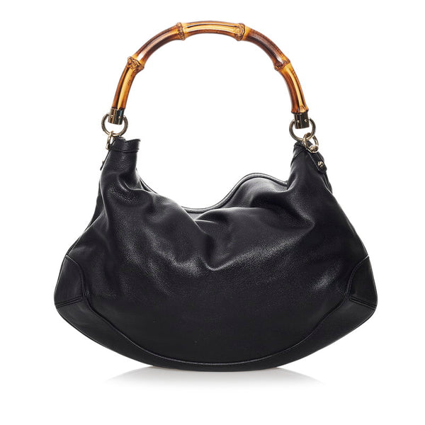 グッチ バンブー ハンドバッグ ショルダーバッグ 2WAY 169961 ブラック レザー レディース GUCCI 【中古】