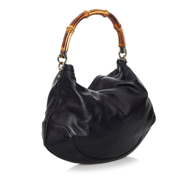 グッチ バンブー ハンドバッグ ショルダーバッグ 2WAY 169961 ブラック レザー レディース GUCCI 【中古】