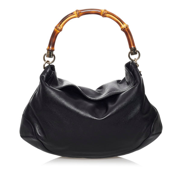 グッチ バンブー ハンドバッグ ショルダーバッグ 2WAY 169961 ブラック レザー レディース GUCCI 【中古】
