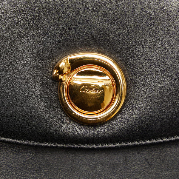 カルティエ パンサー パンテール ゴールド金具 クラッチバッグ セカンドバッグ ブラック レザー レディース CARTIER 【中古】