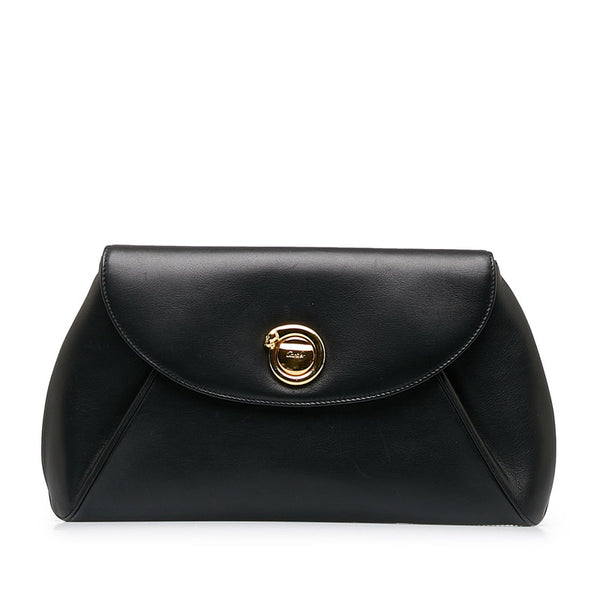 カルティエ パンサー パンテール ゴールド金具 クラッチバッグ セカンドバッグ ブラック レザー レディース CARTIER 【中古】