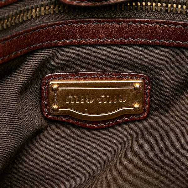 ミュウミュウ トートバッグ ブラウン レザー レディース MIUMIU 【中古】