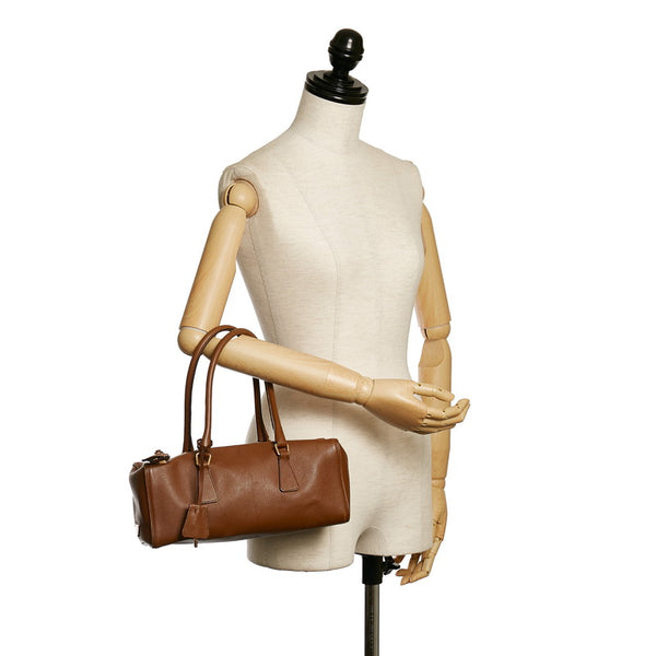 プラダ サフィアーノ ハンドバッグ ブラウン レザー レディース PRADA 【中古】