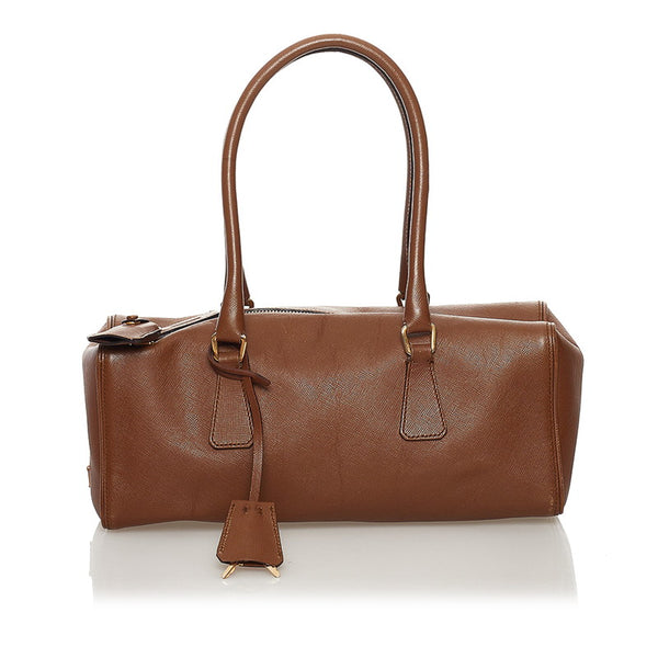 プラダ サフィアーノ ハンドバッグ ブラウン レザー レディース PRADA 【中古】