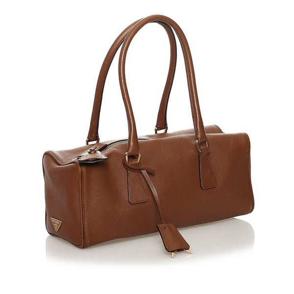 プラダ サフィアーノ ハンドバッグ ブラウン レザー レディース PRADA 【中古】