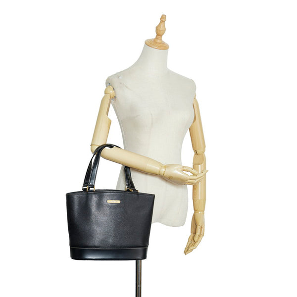 バーバリー ノバチェック シャドーホース ハンドバッグ トートバッグ ブラック レザー レディース BURBERRY 【中古】