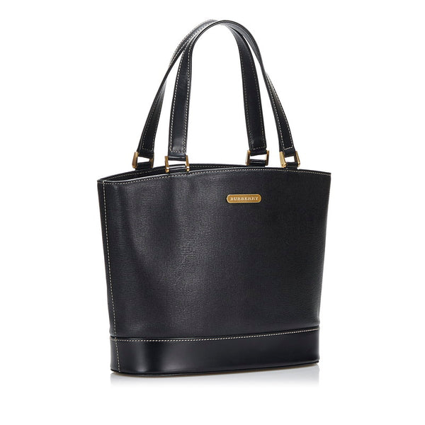 バーバリー ノバチェック シャドーホース ハンドバッグ トートバッグ ブラック レザー レディース BURBERRY 【中古】