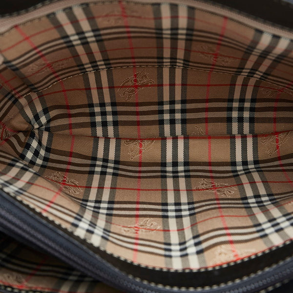 バーバリー ノバチェック シャドーホース ハンドバッグ トートバッグ ブラック レザー レディース BURBERRY 【中古】