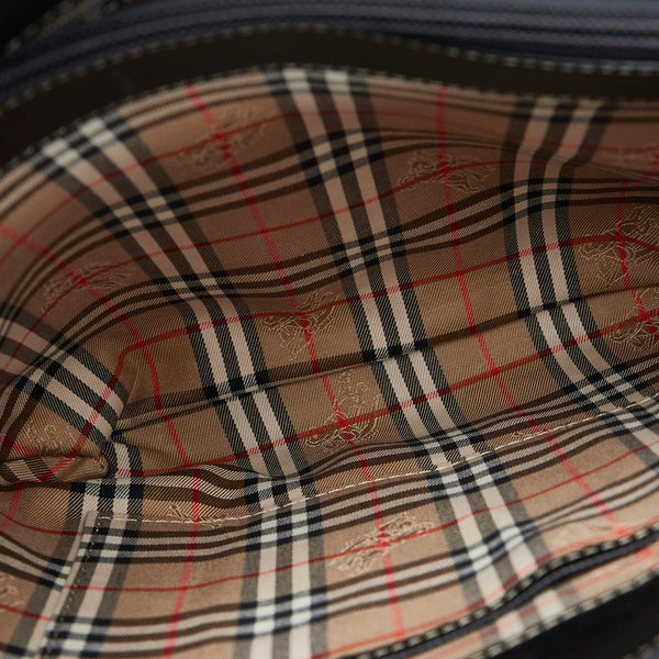 バーバリー ノバチェック シャドーホース ハンドバッグ トートバッグ ブラック レザー レディース BURBERRY 【中古】