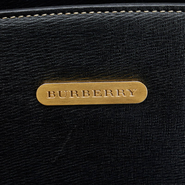 バーバリー ノバチェック シャドーホース ハンドバッグ トートバッグ ブラック レザー レディース BURBERRY 【中古】