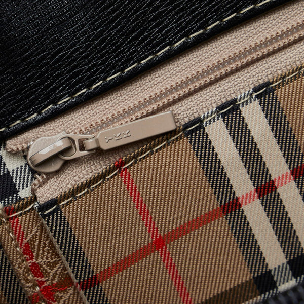 バーバリー ノバチェック シャドーホース ハンドバッグ トートバッグ ブラック レザー レディース BURBERRY 【中古】