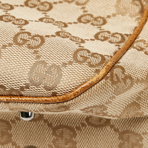 グッチ GGキャンバス ハンドバッグ トートバッグ 113019 ベージュ カーキ キャンバス レザー レディース GUCCI 【中古】