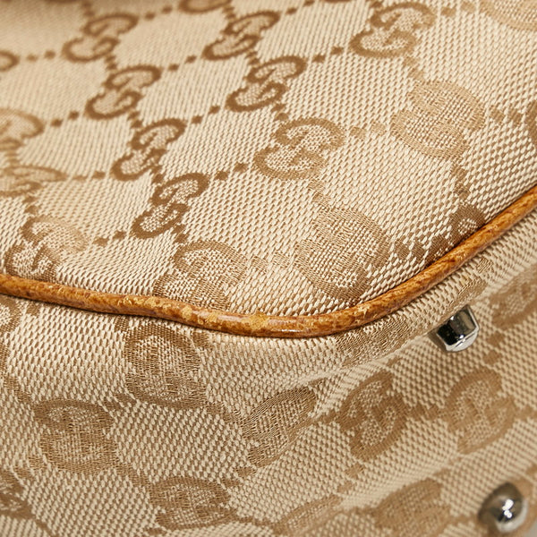 グッチ GGキャンバス ハンドバッグ トートバッグ 113019 ベージュ カーキ キャンバス レザー レディース GUCCI 【中古】