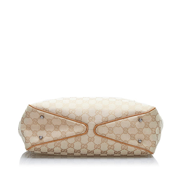 グッチ GGキャンバス ハンドバッグ トートバッグ 113019 ベージュ カーキ キャンバス レザー レディース GUCCI 【中古】