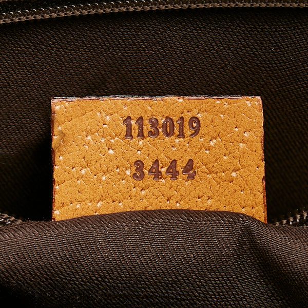 グッチ GGキャンバス ハンドバッグ トートバッグ 113019 ベージュ カーキ キャンバス レザー レディース GUCCI 【中古】