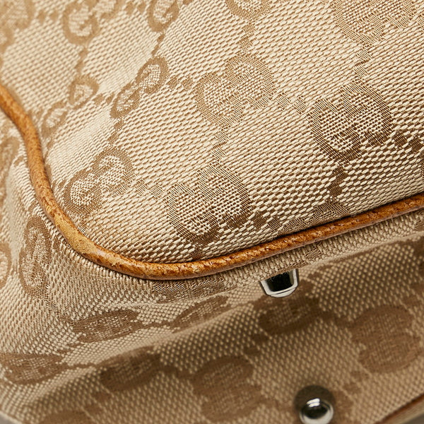 グッチ GGキャンバス ハンドバッグ トートバッグ 113019 ベージュ カーキ キャンバス レザー レディース GUCCI 【中古】