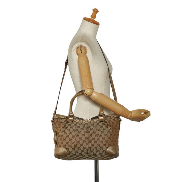 グッチ GGキャンバス スーキー ハンドバッグ ショルダーバッグ 2WAY 247902 ベージュ ゴールド キャンバス レザー レディース GUCCI 【中古】