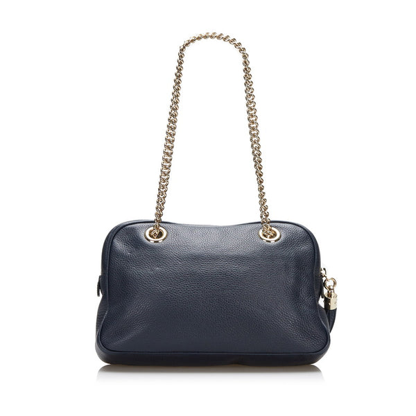 グッチ ソーホー インターロッキングG チェーン ショルダーバッグ 308983 ネイビー レザー レディース GUCCI 【中古】