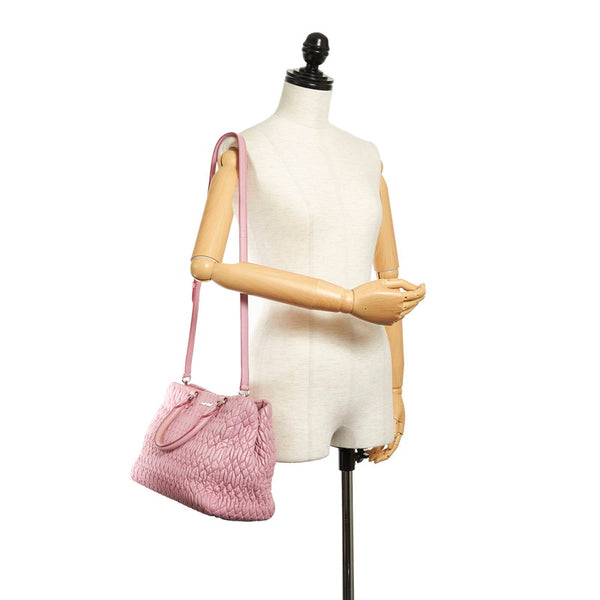ミュウミュウ マテラッセ RN0958 スモーキーピンク レザー ハンドバッグ ショルダーバッグ 2WAY レディース MIUMIU 【中古】