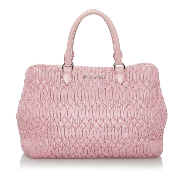 ミュウミュウ マテラッセ RN0958 スモーキーピンク レザー ハンドバッグ ショルダーバッグ 2WAY レディース MIUMIU 【中古】
