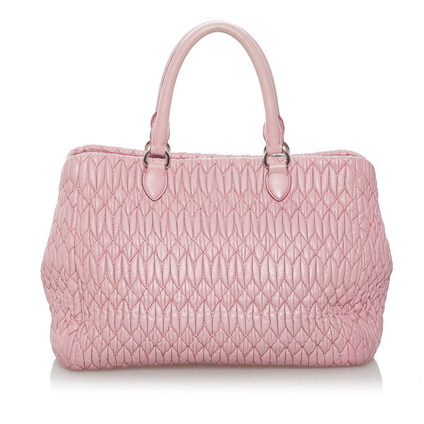 ミュウミュウ マテラッセ RN0958 スモーキーピンク レザー ハンドバッグ ショルダーバッグ 2WAY レディース MIUMIU 【中古】