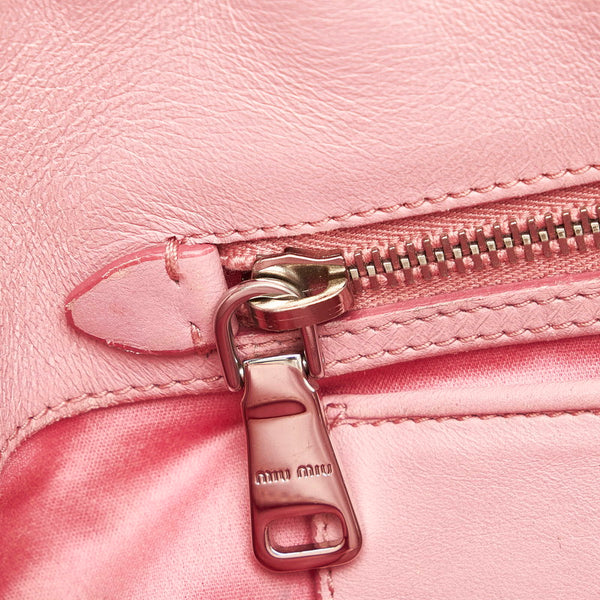 ミュウミュウ マテラッセ RN0958 スモーキーピンク レザー ハンドバッグ ショルダーバッグ 2WAY レディース MIUMIU 【中古】