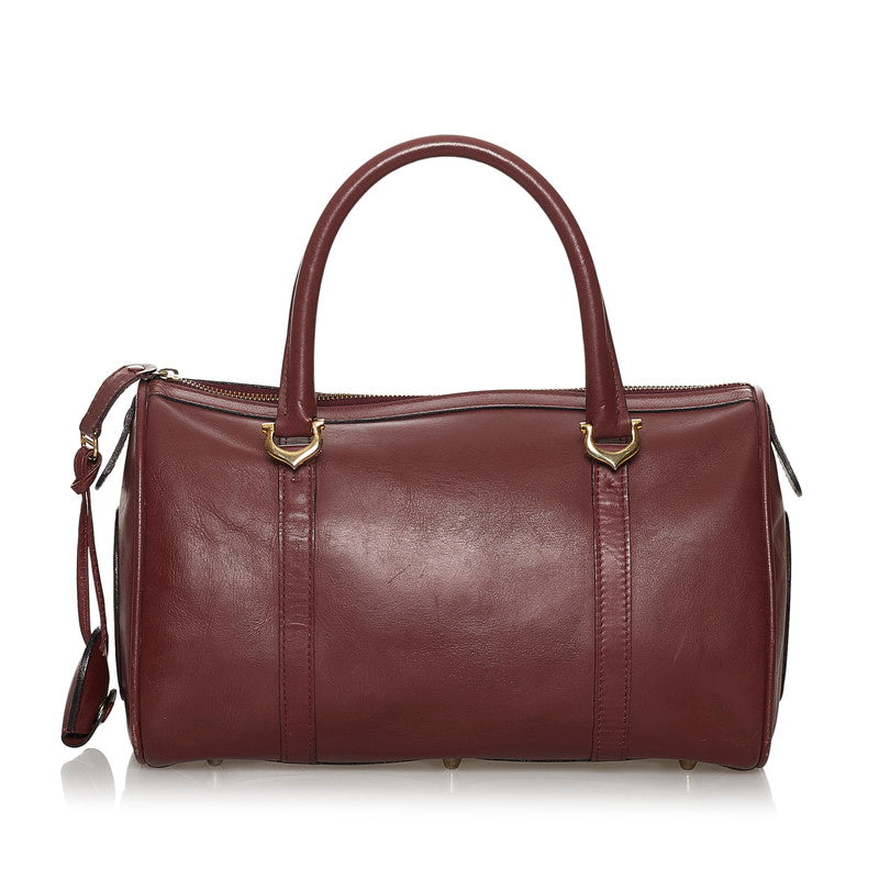 カルティエ マスト ボルドー レザー ハンドバッグ ミニボストン レディース CARTIER 【中古】