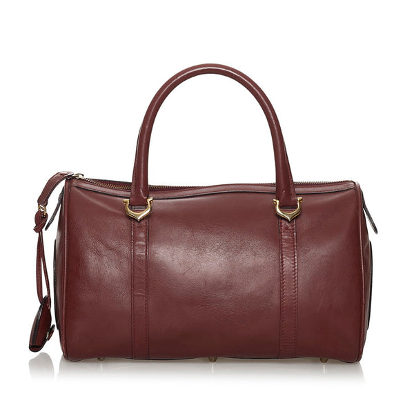 カルティエ マスト ボルドー レザー ハンドバッグ ミニボストン レディース CARTIER 【中古】