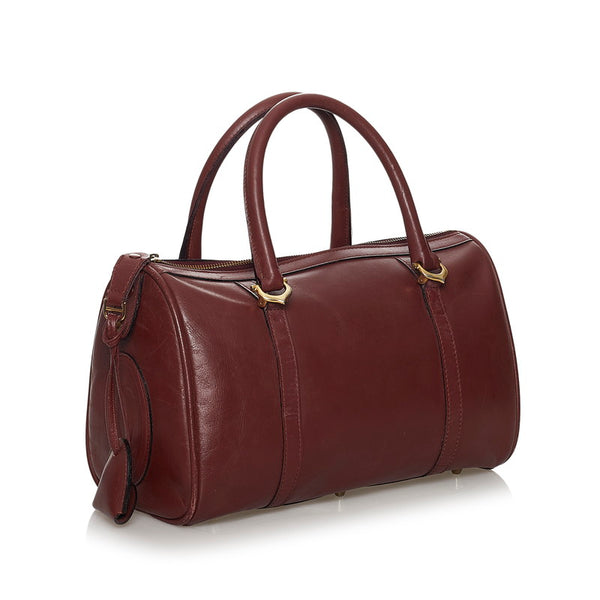 カルティエ マスト ボルドー レザー ハンドバッグ ミニボストン レディース CARTIER 【中古】