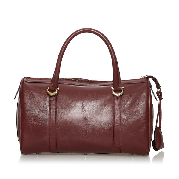 カルティエ マスト ボルドー レザー ハンドバッグ ミニボストン レディース CARTIER 【中古】