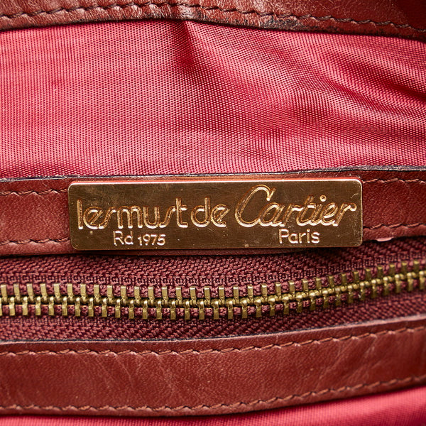 カルティエ マスト ボルドー レザー ハンドバッグ ミニボストン レディース CARTIER 【中古】