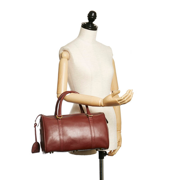 カルティエ マスト ボルドー レザー ハンドバッグ ミニボストン レディース CARTIER 【中古】