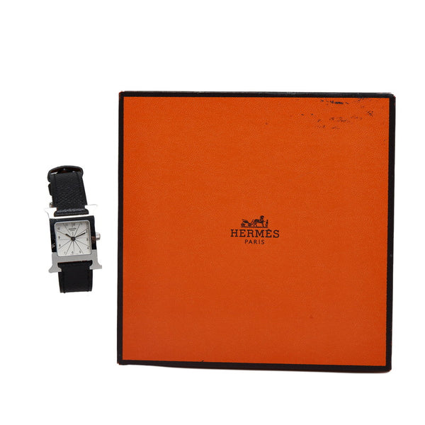 エルメス Hウォッチ 腕時計 HH1.210 クオーツ アイボリー文字盤 ステンレススチール レザー レディース HERMES 【中古】