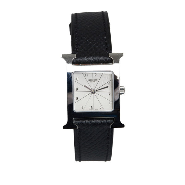 エルメス Hウォッチ 腕時計 HH1.210 クオーツ アイボリー文字盤 ステンレススチール レザー レディース HERMES 【中古】
