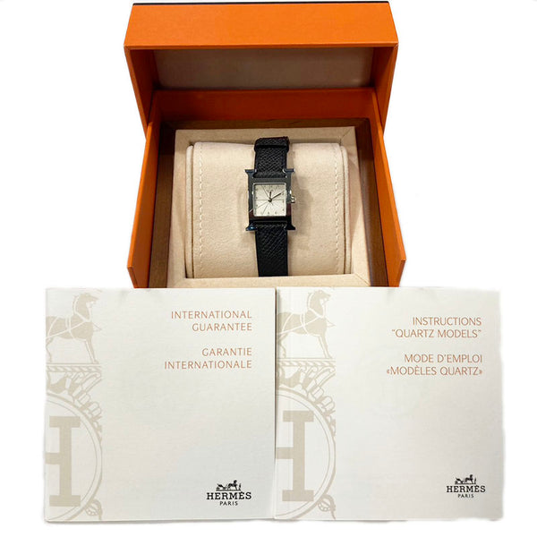 エルメス Hウォッチ 腕時計 HH1.210 クオーツ アイボリー文字盤 ステンレススチール レザー レディース HERMES 【中古】