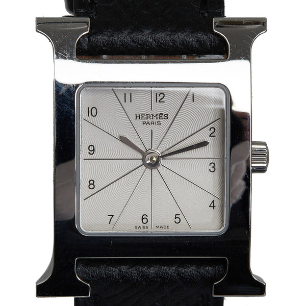 エルメス Hウォッチ 腕時計 HH1.210 クオーツ アイボリー文字盤 ステンレススチール レザー レディース HERMES 【中古】