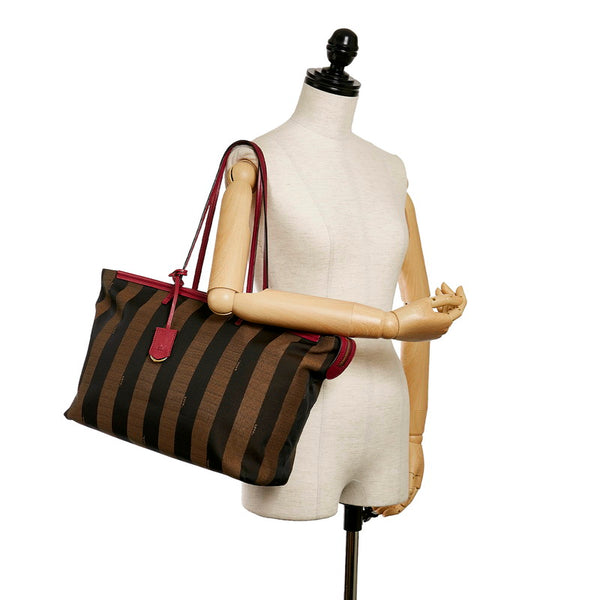 フェンディ ペカン トートバッグ 8BH185 ブラック ベージュ ピンク キャンバス レザー レディース FENDI 【中古】