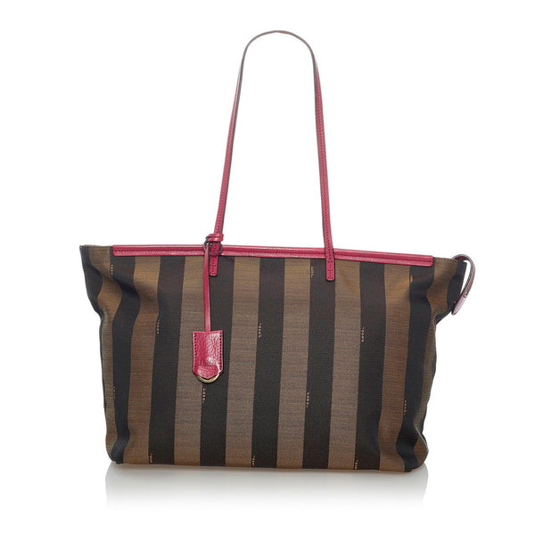 フェンディ ペカン トートバッグ 8BH185 ブラック ベージュ ピンク キャンバス レザー レディース FENDI 【中古】