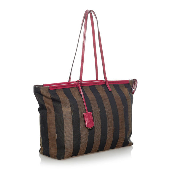 フェンディ ペカン トートバッグ 8BH185 ブラック ベージュ ピンク キャンバス レザー レディース FENDI 【中古】