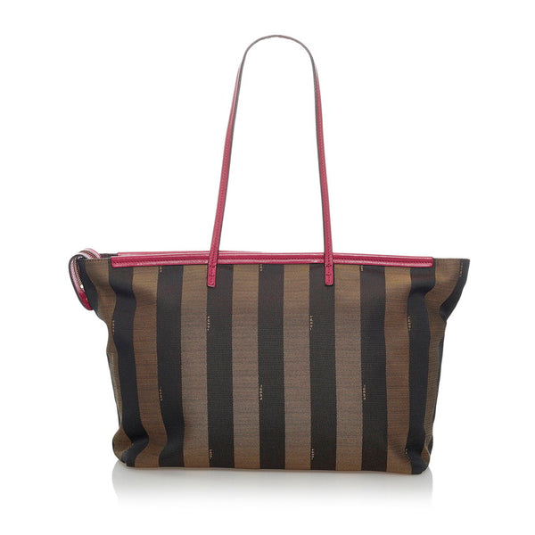フェンディ ペカン トートバッグ 8BH185 ブラック ベージュ ピンク キャンバス レザー レディース FENDI 【中古】