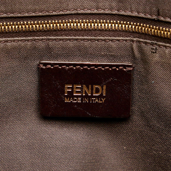 フェンディ ペカン トートバッグ 8BH185 ブラック ベージュ ピンク キャンバス レザー レディース FENDI 【中古】