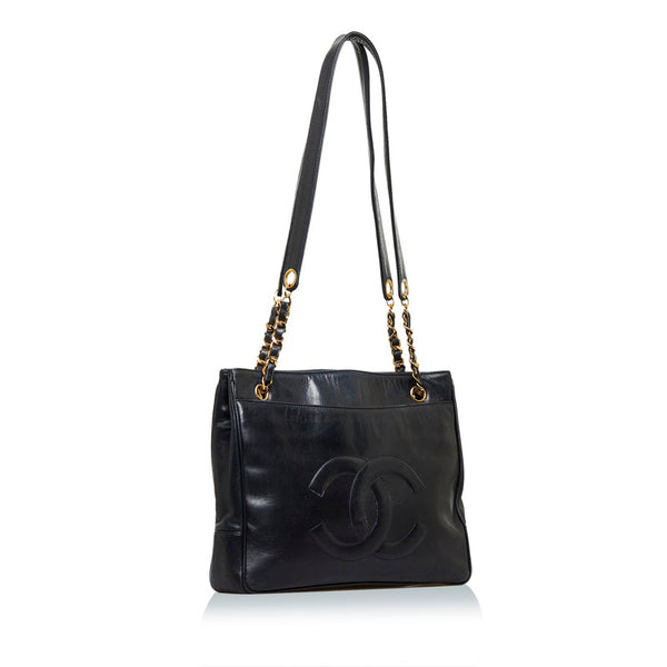 シャネル ココマーク チェーン ショルダーバッグ トートバッグ ブラック ゴールド レザー レディース CHANEL 【中古】