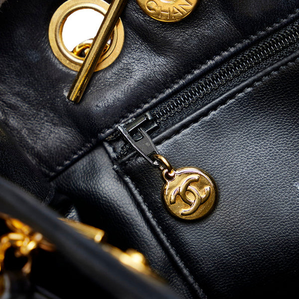 シャネル ココマーク チェーン ショルダーバッグ トートバッグ ブラック ゴールド レザー レディース CHANEL 【中古】