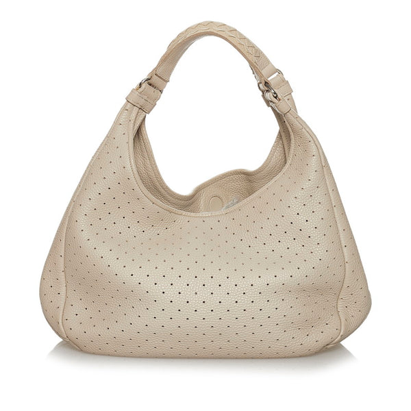 ボッテガヴェネタ パンチング ハンドバッグ ショルダーバッグ ベージュ レザー レディース BOTTEGAVENETA 【中古】