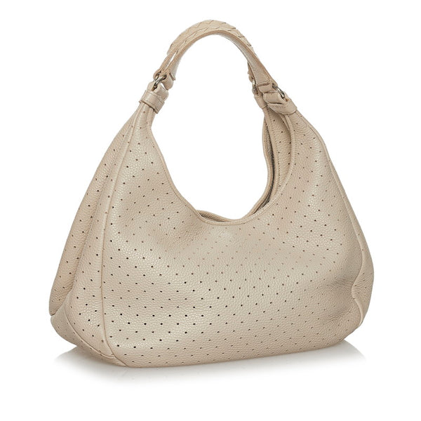 ボッテガヴェネタ パンチング ハンドバッグ ショルダーバッグ ベージュ レザー レディース BOTTEGAVENETA 【中古】