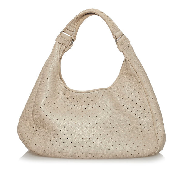 ボッテガヴェネタ パンチング ハンドバッグ ショルダーバッグ ベージュ レザー レディース BOTTEGAVENETA 【中古】