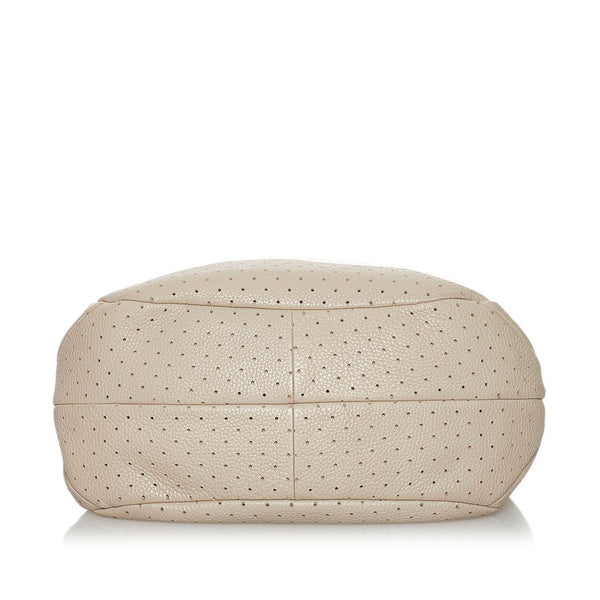 ボッテガヴェネタ パンチング ハンドバッグ ショルダーバッグ ベージュ レザー レディース BOTTEGAVENETA 【中古】